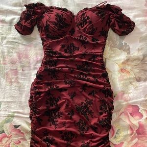 Ribbed Red off the shoulder dress